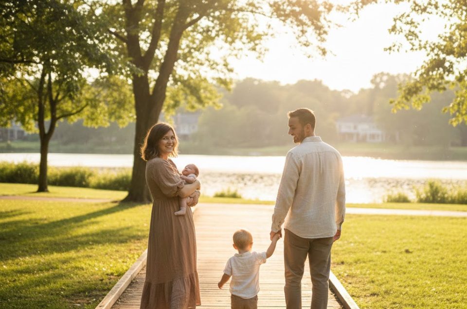 Family walking together at a park in Mango Hill near Griffin photographed by Sweetlife Studio