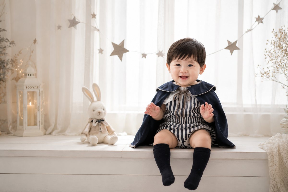 Creative baby milestone portrait sample