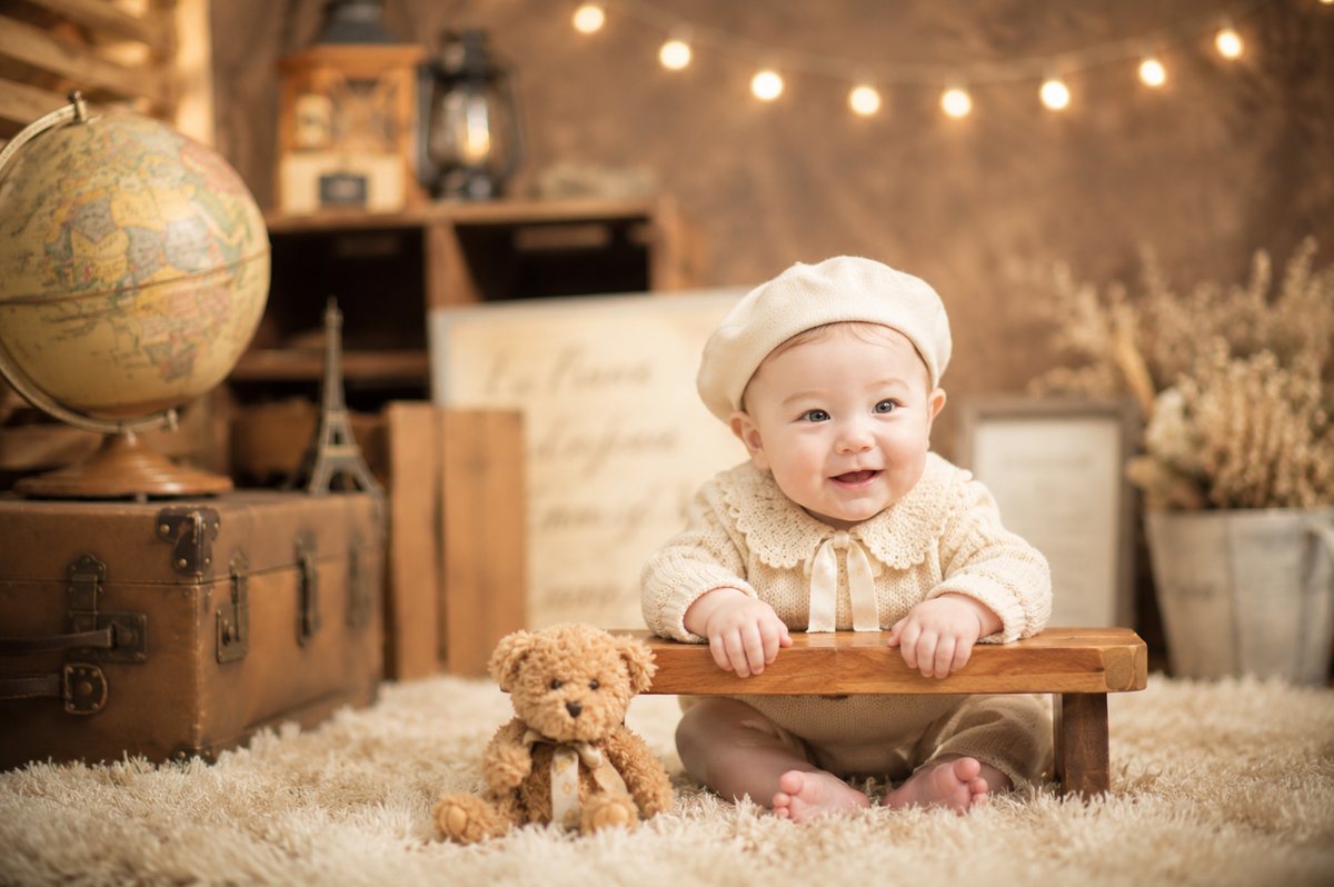 AI-enhanced baby portrait background sample