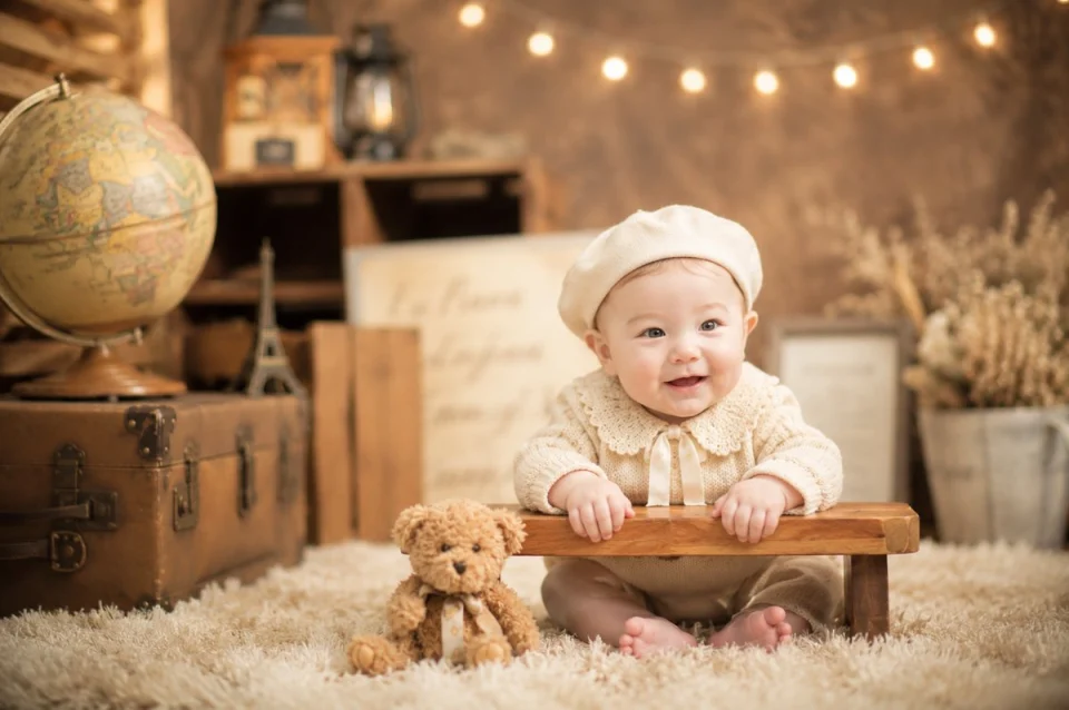 AI-enhanced baby portrait background sample